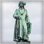 Standbeeld van Jan van Eyck in Brugge, © Arno Lucas