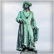 Standbeeld van Jan van Eyck in Brugge, © Arno Lucas