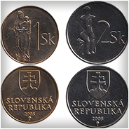 Oude Slowaakse kronen (van 10 heller tot 10 Slowaakse Kronen), © Arno Lucas